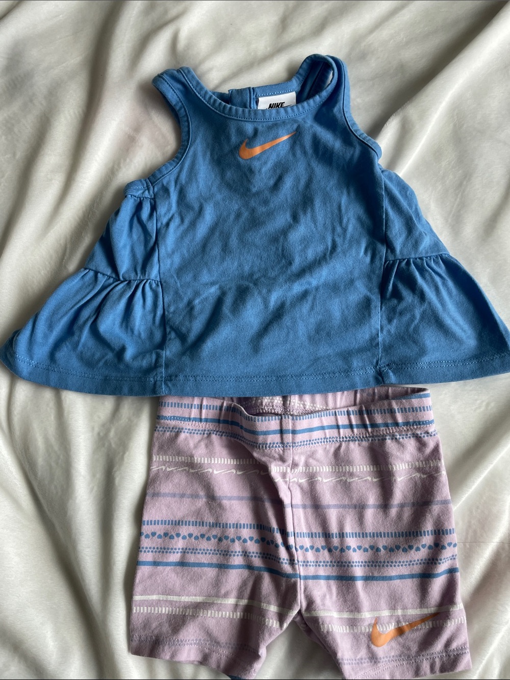 Nike Blue Tank Top with Pink Striped Shorts Set